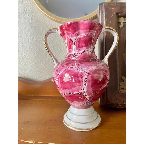 Vintage Rococo Style Italian Vase with Windmill Scene and Gold Trim - Picture 2 of 6